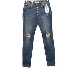 Levi’s Denizen Jeans Women 7M 28x30 High Rise Jeggings Button Fly Distressed NWT